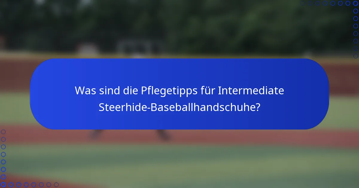 Was sind die Pflegetipps für Intermediate Steerhide-Baseballhandschuhe?