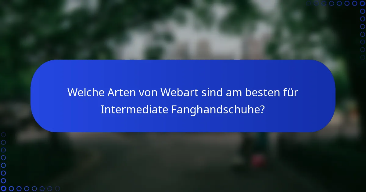 Welche Arten von Webart sind am besten für Intermediate Fanghandschuhe?