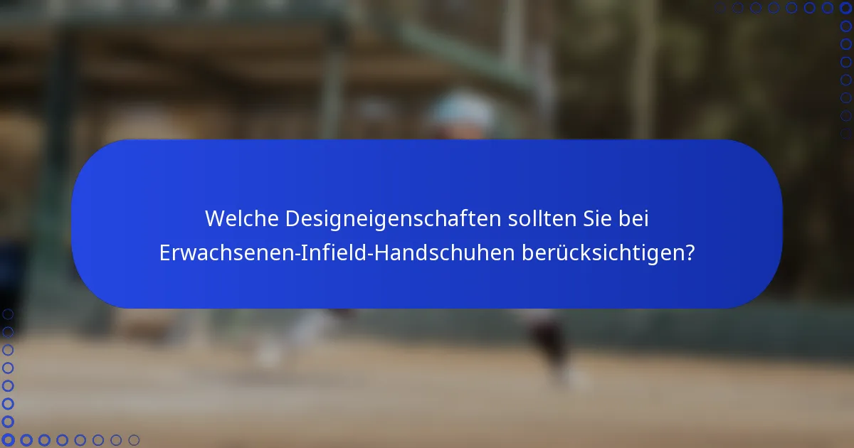Welche Designeigenschaften sollten Sie bei Erwachsenen-Infield-Handschuhen berücksichtigen?