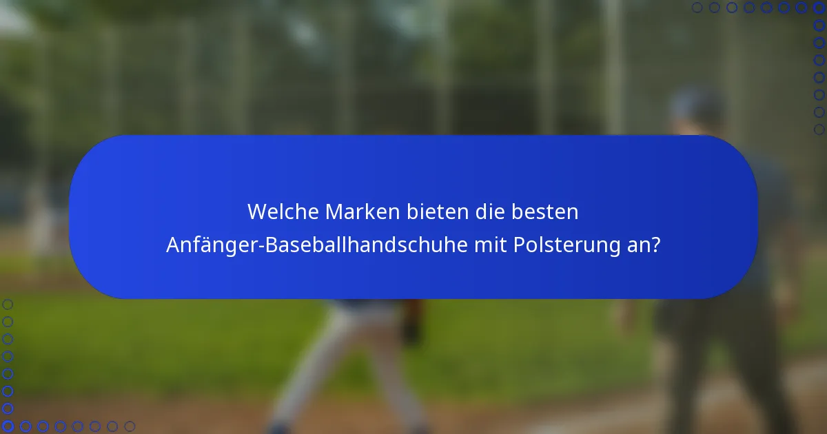 Welche Marken bieten die besten Anfänger-Baseballhandschuhe mit Polsterung an?