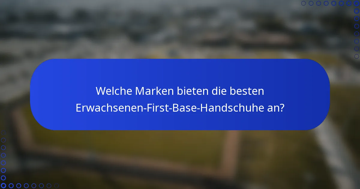 Welche Marken bieten die besten Erwachsenen-First-Base-Handschuhe an?