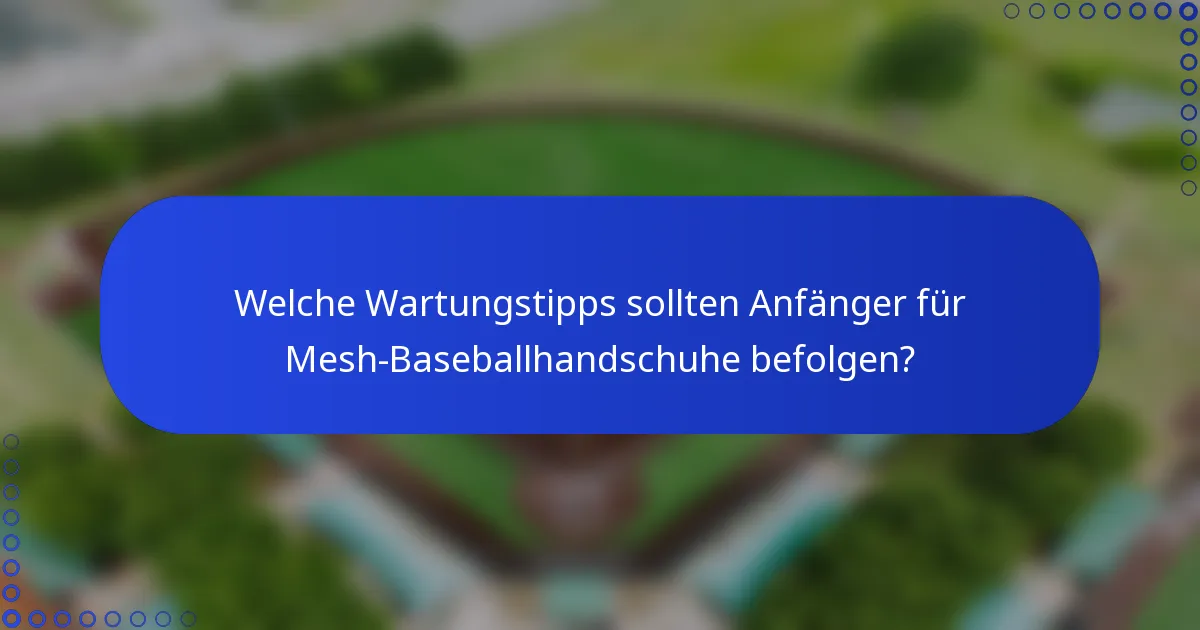 Welche Wartungstipps sollten Anfänger für Mesh-Baseballhandschuhe befolgen?