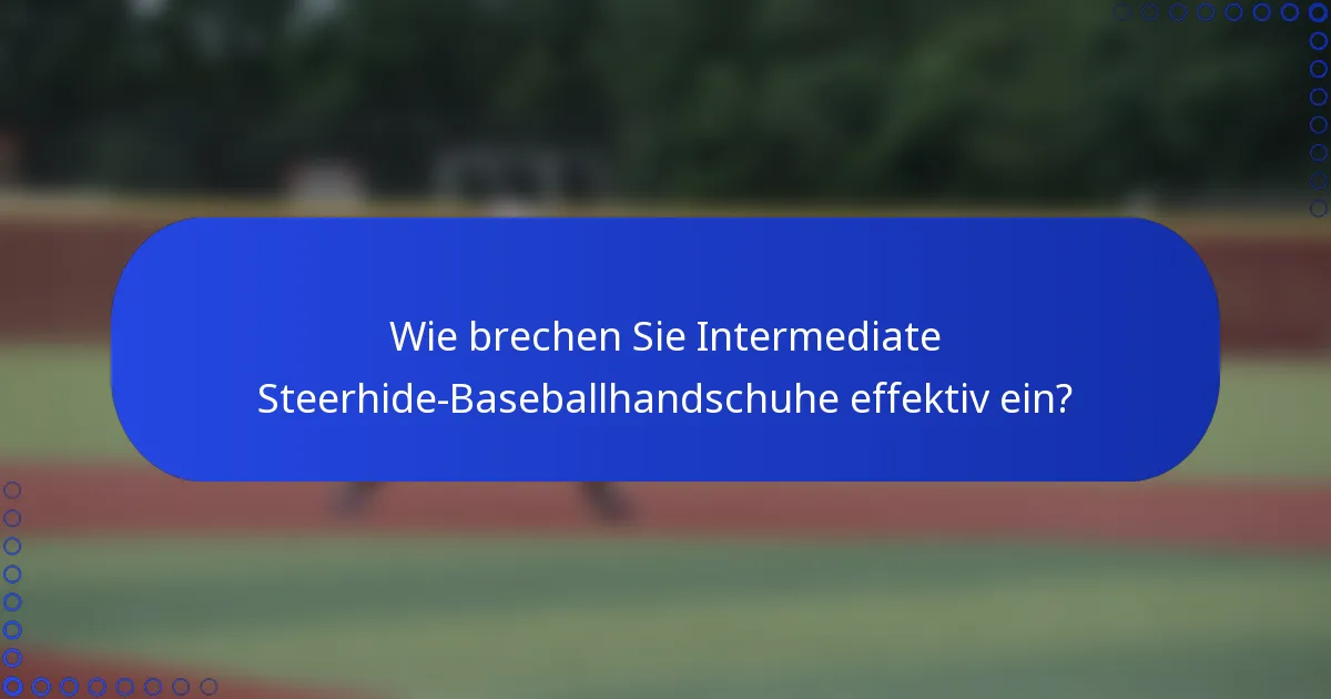 Wie brechen Sie Intermediate Steerhide-Baseballhandschuhe effektiv ein?