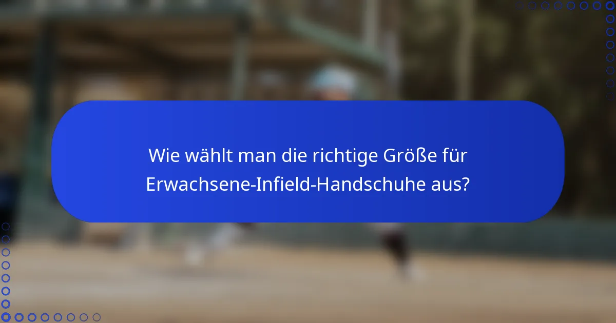 Wie wählt man die richtige Größe für Erwachsene-Infield-Handschuhe aus?
